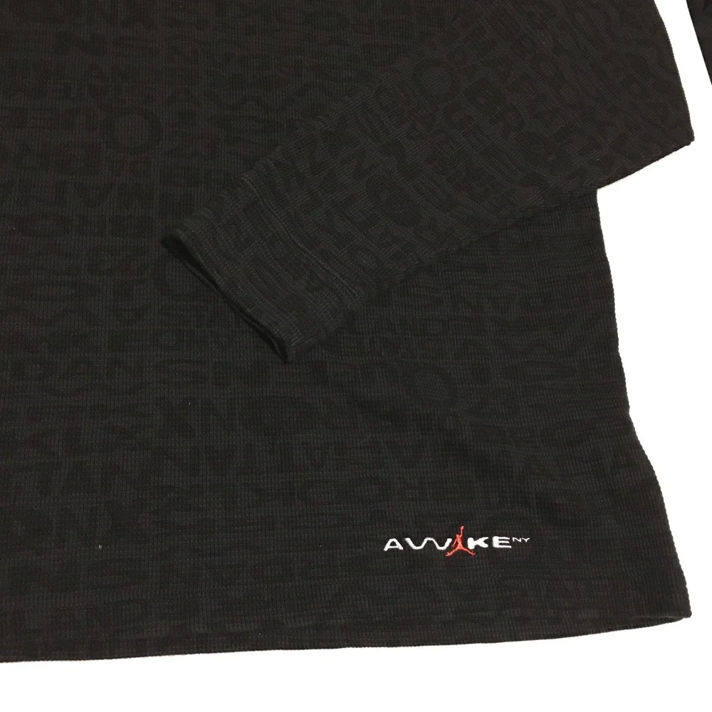 Jordan x Awake NY Thermal Long Sleeve Top Mens 2XL Black All Over Print